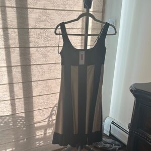 Black and Beige Sleeveless Dress